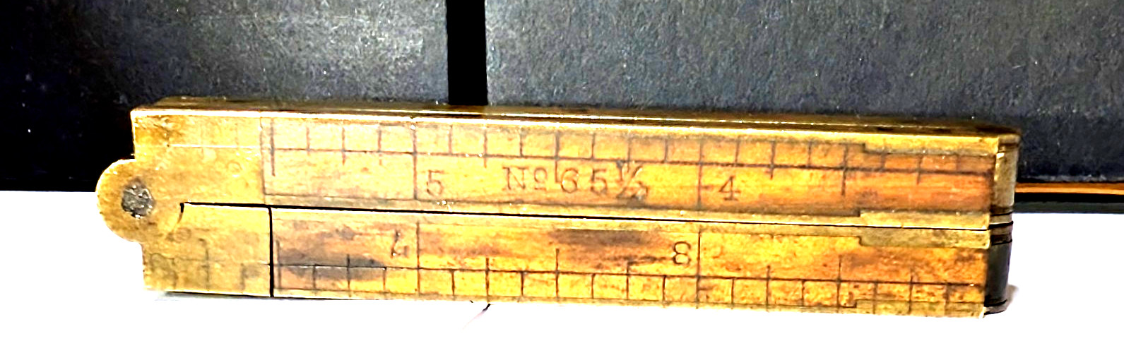 Old STANLEY 3 Pinned Boxwood-Brass Trim Folding Ruler 65 1/2 Antique Rare Tool Old STANLEY 3 Pinned Boxwood-Brass Trim Folding Ruler 65 1/2 Antique Rare Tool