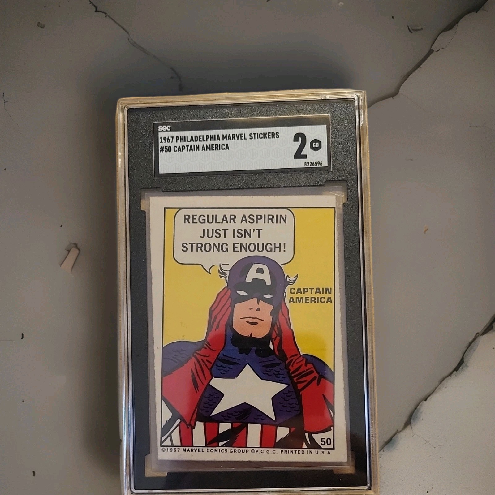1967 Philadelphia Marvel Stickers #50 Captain America Graded Sticker Card 1967 Philadelphia Marvel Stickers #50 Captain America Graded Sticker Card