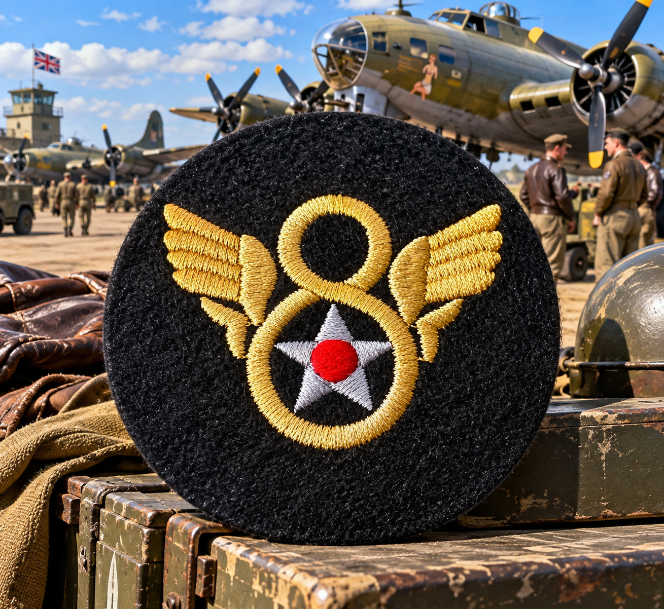 US ARMY AIR FORCES 8TH AIR FORCE STUBBY WING FELT PATCH