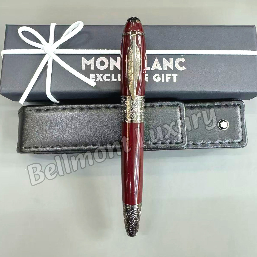 MONTBLANC Daniel Defoe Deep Red Fountain Pen Ornate Silver Trim Rare Edition MONTBLANC Daniel Defoe Deep Red Fountain Pen Ornate Silver Trim Rare Edition