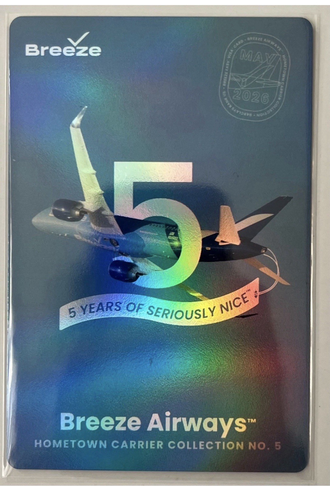 Breeze Airways 5th Anniversary Collectible Card Breeze Airways 5th Anniversary Collectible Card