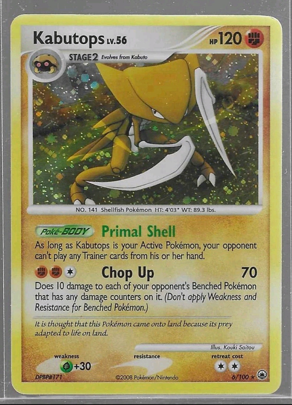 Kabutops 6/100 Majestic Dawn DMG Pokémon TCG Holo Bleed Error Kabutops 6/100 Majestic Dawn DMG Pokémon TCG Holo Bleed Error