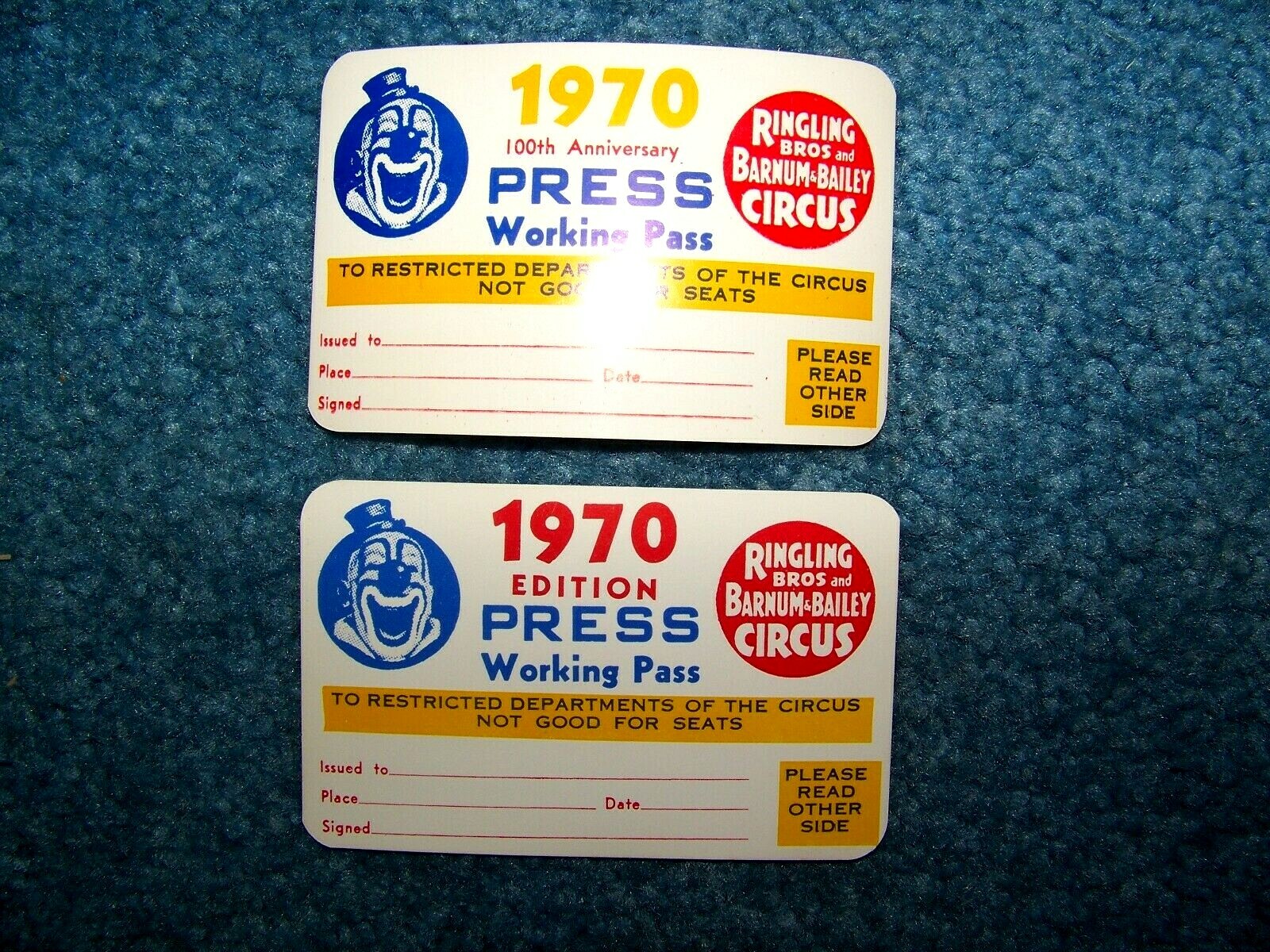 1970 Ringling Bros And Barnum & Bailey Circus Press Working cards - 1970 Ringling Bros And Barnum & Bailey Circus Press Working cards -