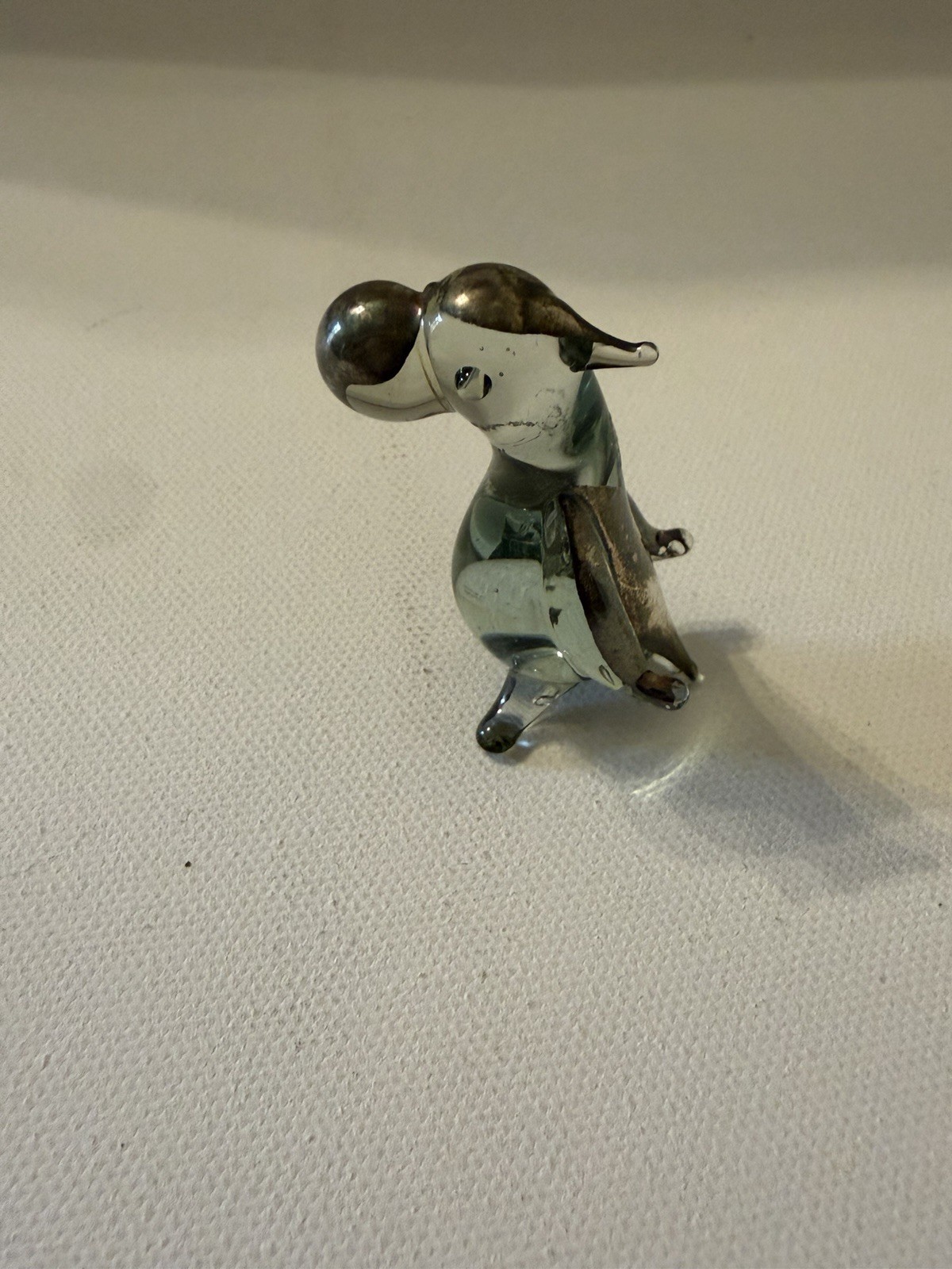 Vtg Peru 925 Sterling Silver Overlay Blown Glass Hippopotamus Hippo Figurine