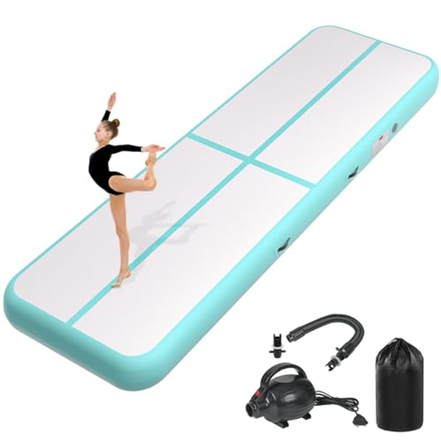 Inflatable Air Gymnastics Tumbling Mat 6ft 10ft 13ft 16ft 20ft Green