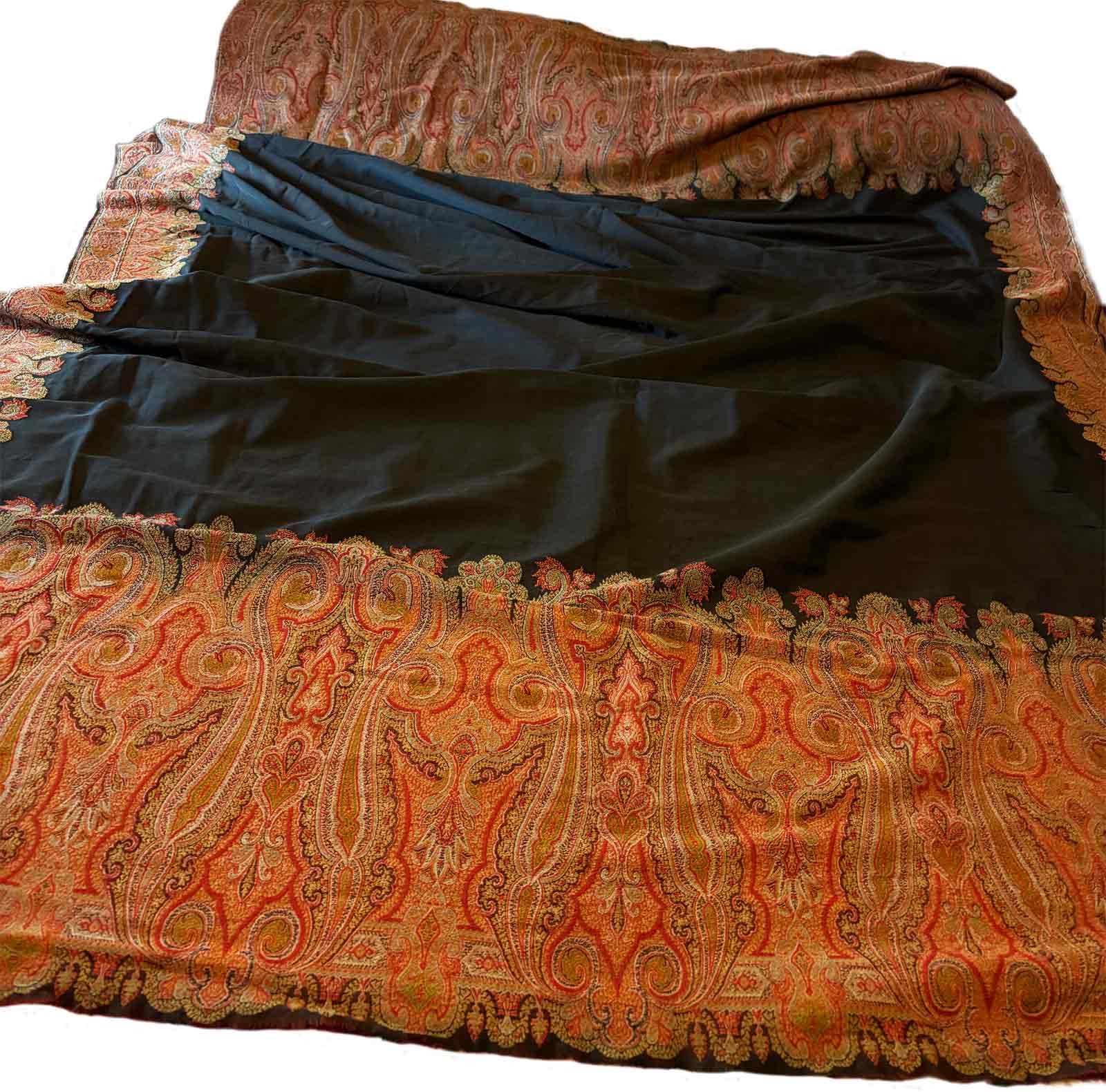 Antique Victorian Kashmir Paisley Fine Wool Shawl Excellent Condition 120" x 56" Antique Victorian Kashmir Paisley Fine Wool Shawl Excellent Condition 120" x 56"