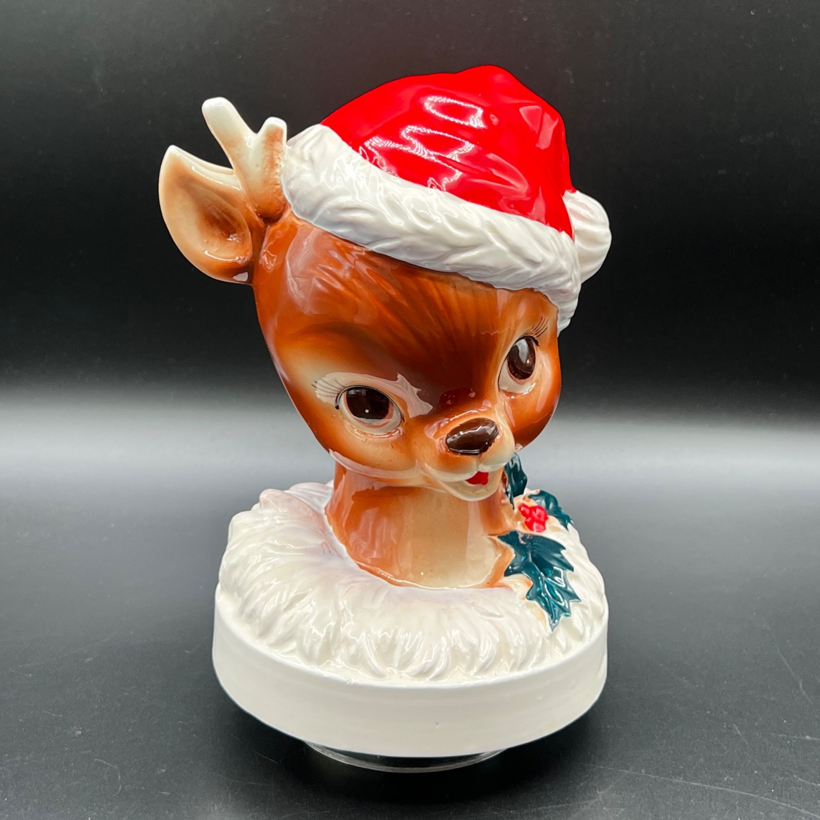 Vintage 1971 Bergman Anderson Musical Reindeer Face Music Box Japan Christmas Vintage 1971 Bergman Anderson Musical Reindeer Face Music Box Japan Christmas