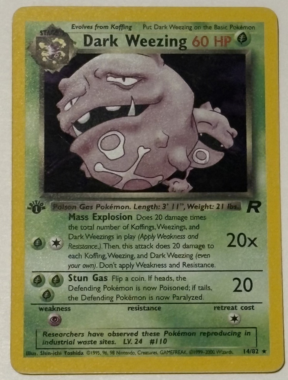 Dark Weezing Holo #14 Team Rocket 1st Edition Great Condition Dark Weezing Holo #14 Team Rocket 1st Edition Great Condition