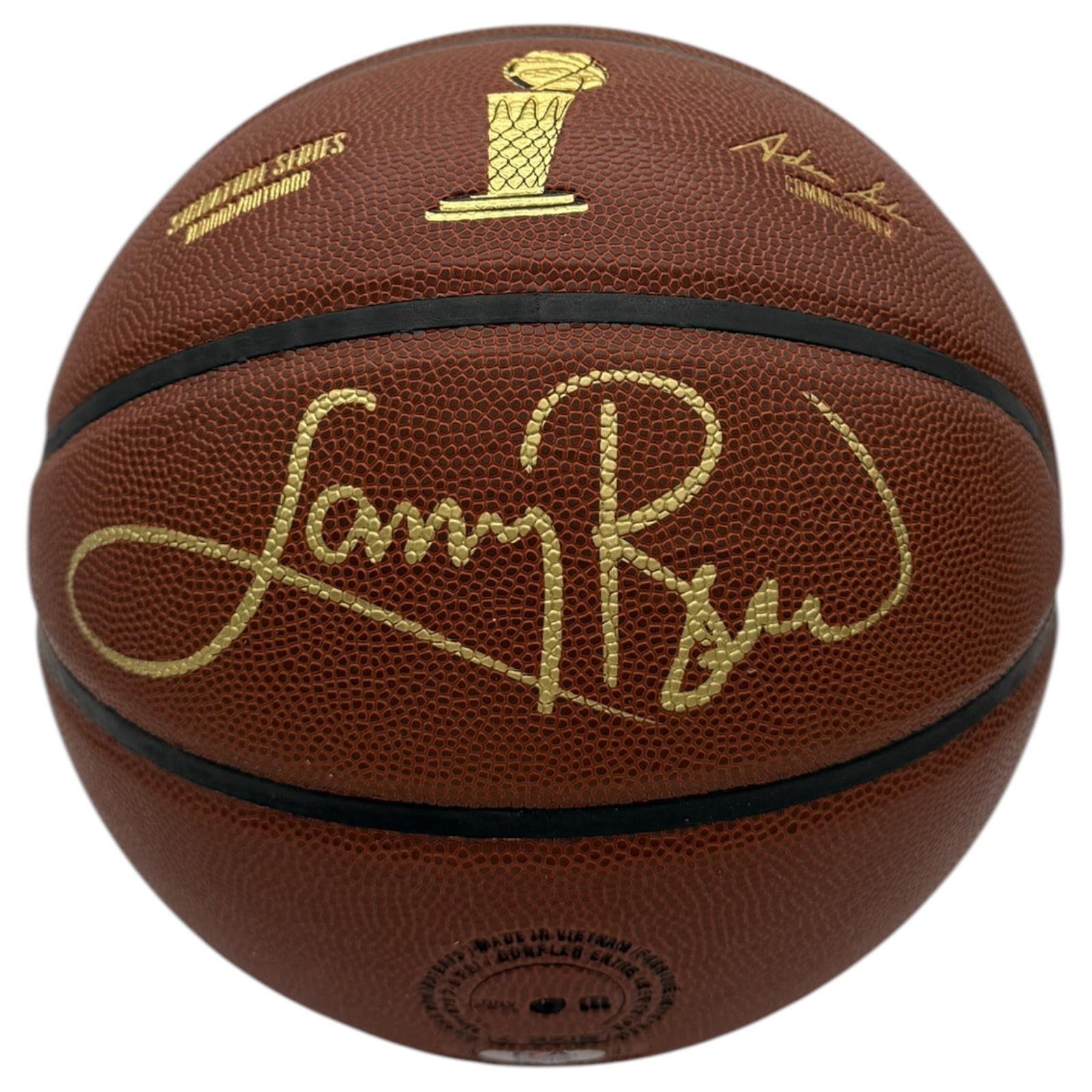 Larry Bird Autographed Gold NBA Finals Signature Series Basketball - PSA