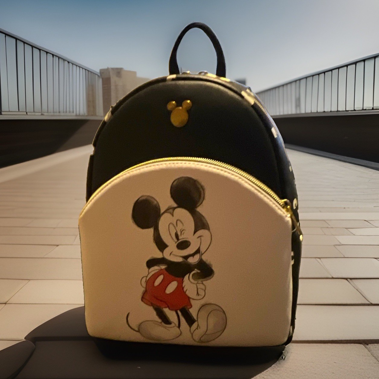 NWT❤️ Loungefly Disney Mickey Mouse Mini Backpack Black White Red Gold NWT❤️ Loungefly Disney Mickey Mouse Mini Backpack Black White Red Gold