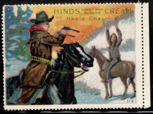 1915 Hinds Honey and Almond Cream Stamp # 6 Cowboy & Indian RARE GREAT Condition 1915 Hinds Honey and Almond Cream Stamp # 6 Cowboy & Indian RARE GREAT Condition