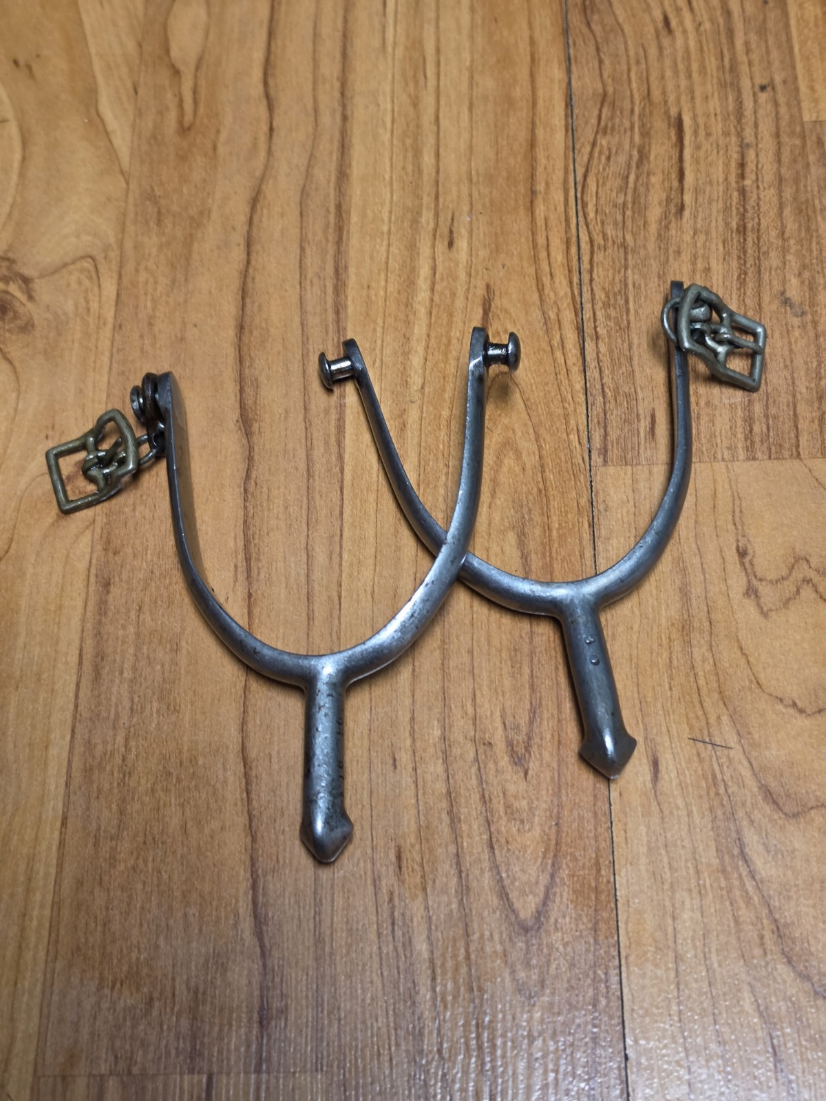 WWI US RIA 1916 N.S. Cavalry Swan Neck Button Spurs Pair w/ Buckles WWI US RIA 1916 N.S. Cavalry Swan Neck Button Spurs Pair w/ Buckles