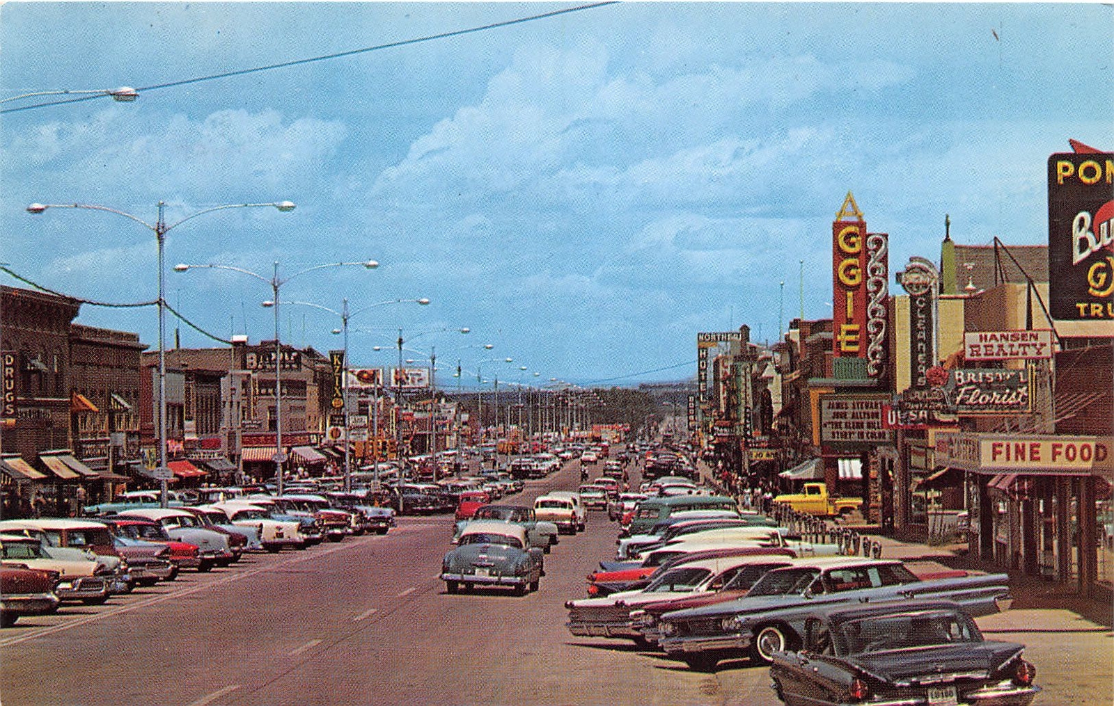 J29/ Fort Collins Colorado Postcard Chrome Business Stores Theatre Cars 314 J29/ Fort Collins Colorado Postcard Chrome Business Stores Theatre Cars 314
