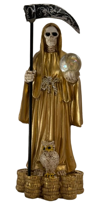 Santa Muerte 5" Inch, Gold, Holy Death Grim Reaper Statue / Coin Base Santa Muerte 5" Inch, Gold, Holy Death Grim Reaper Statue / Coin Base
