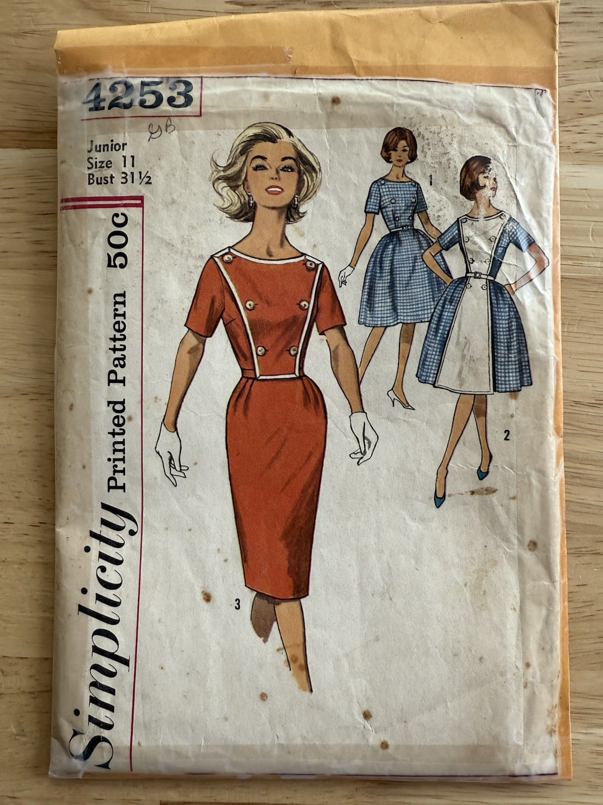 Simplicity Pattern 4253 Junior Dress w Removable Plastron Size 11 Bust 31.5” Cut Simplicity Pattern 4253 Junior Dress w Removable Plastron Size 11 Bust 31.5” Cut