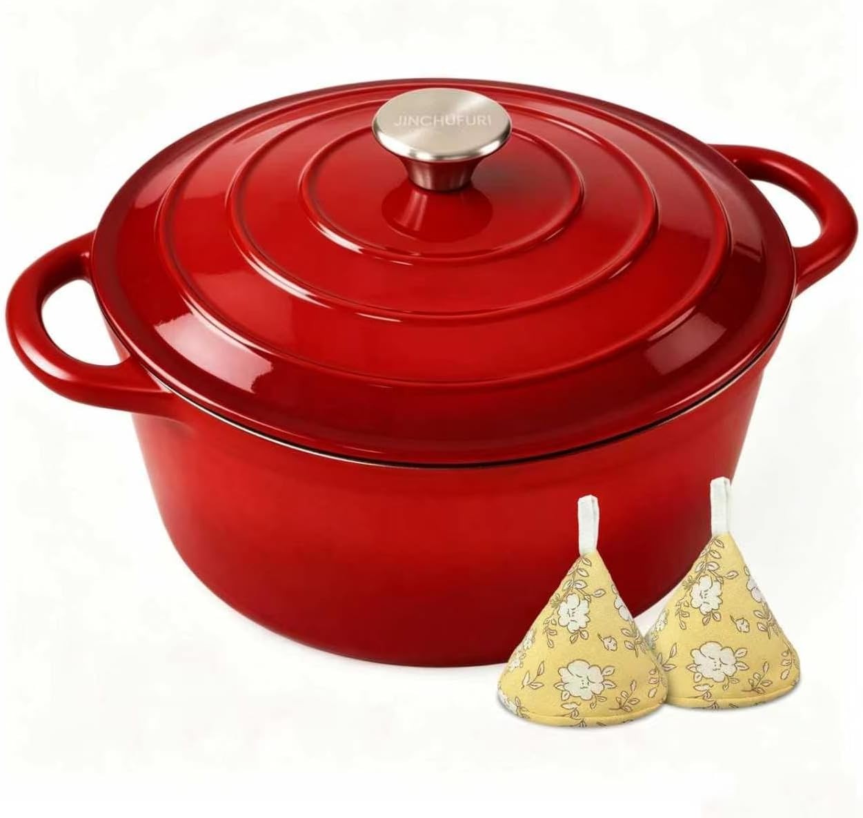 5 Qt Enameled Cast Iron Dutch Oven with Lid, Red 5 Qt Enameled Cast Iron Dutch Oven with Lid, Red