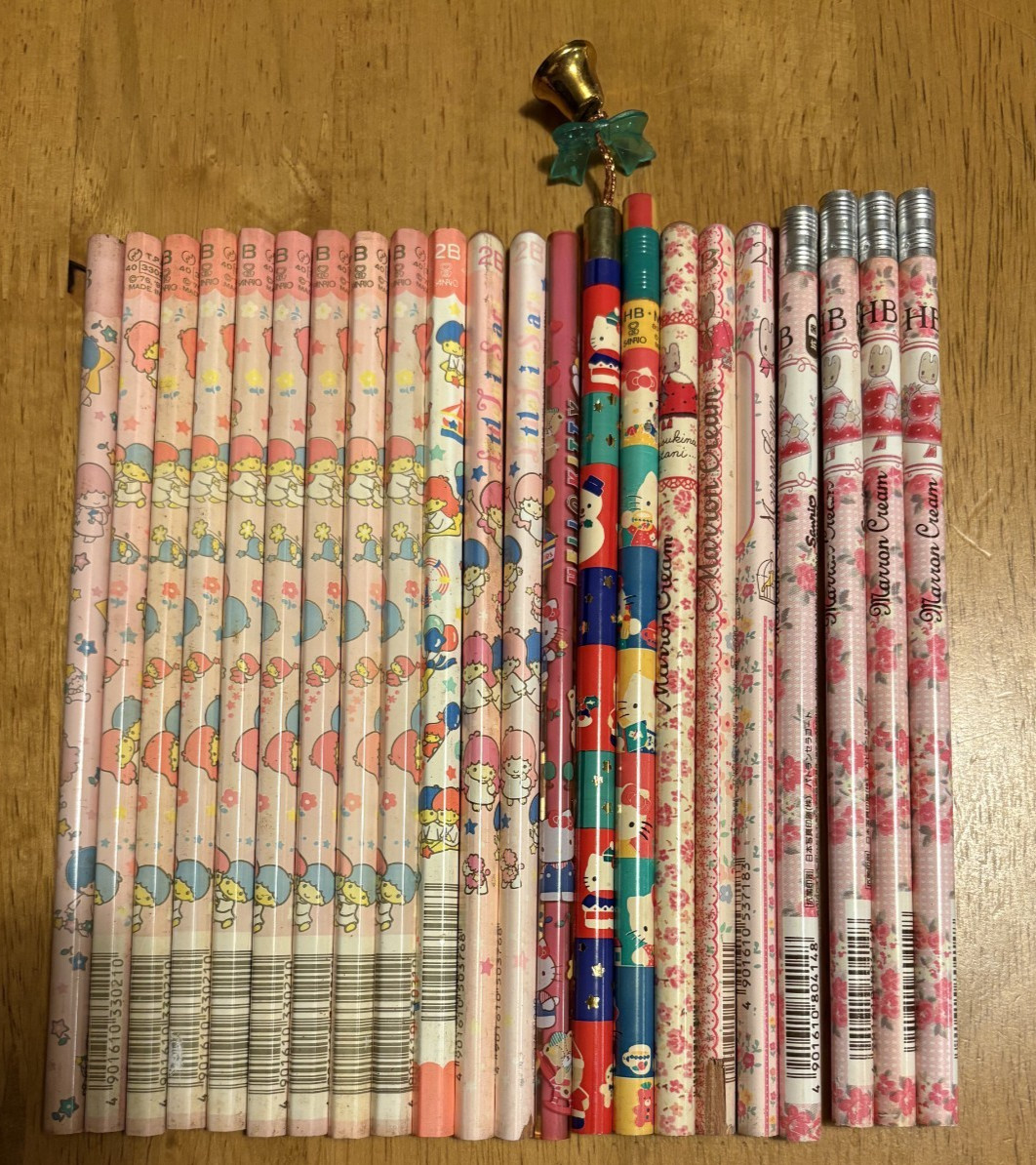 Vintage Sanrio Pencil Lot 22pcs Little Twin Stars Hello Kitty Marron Cream Japan Vintage Sanrio Pencil Lot 22pcs Little Twin Stars Hello Kitty Marron Cream Japan