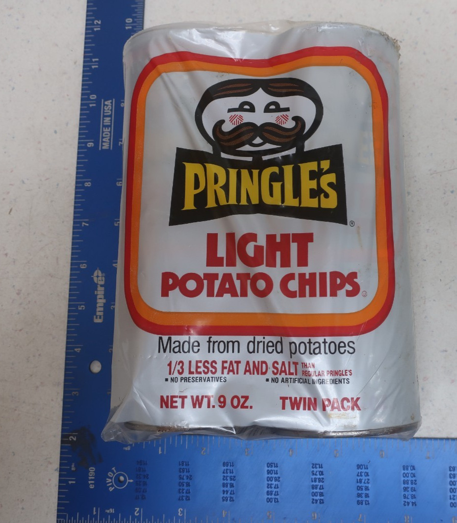 Vintage 1980s Pringles Light Potato Chips Twin Pack Sealed Unopened Movie Prop Vintage 1980s Pringles Light Potato Chips Twin Pack Sealed Unopened Movie Prop