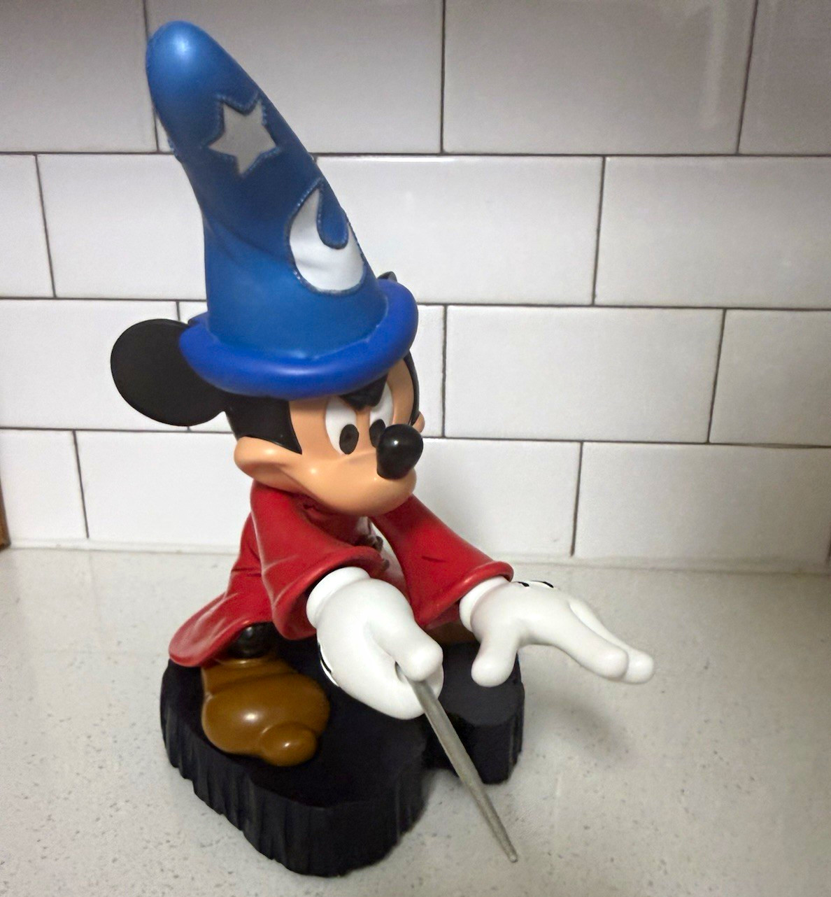 Disney Mickey Mouse Sorcerer Figurine w/ Lights Red Robe Blue Hat 9" Disney Mickey Mouse Sorcerer Figurine w/ Lights Red Robe Blue Hat 9"