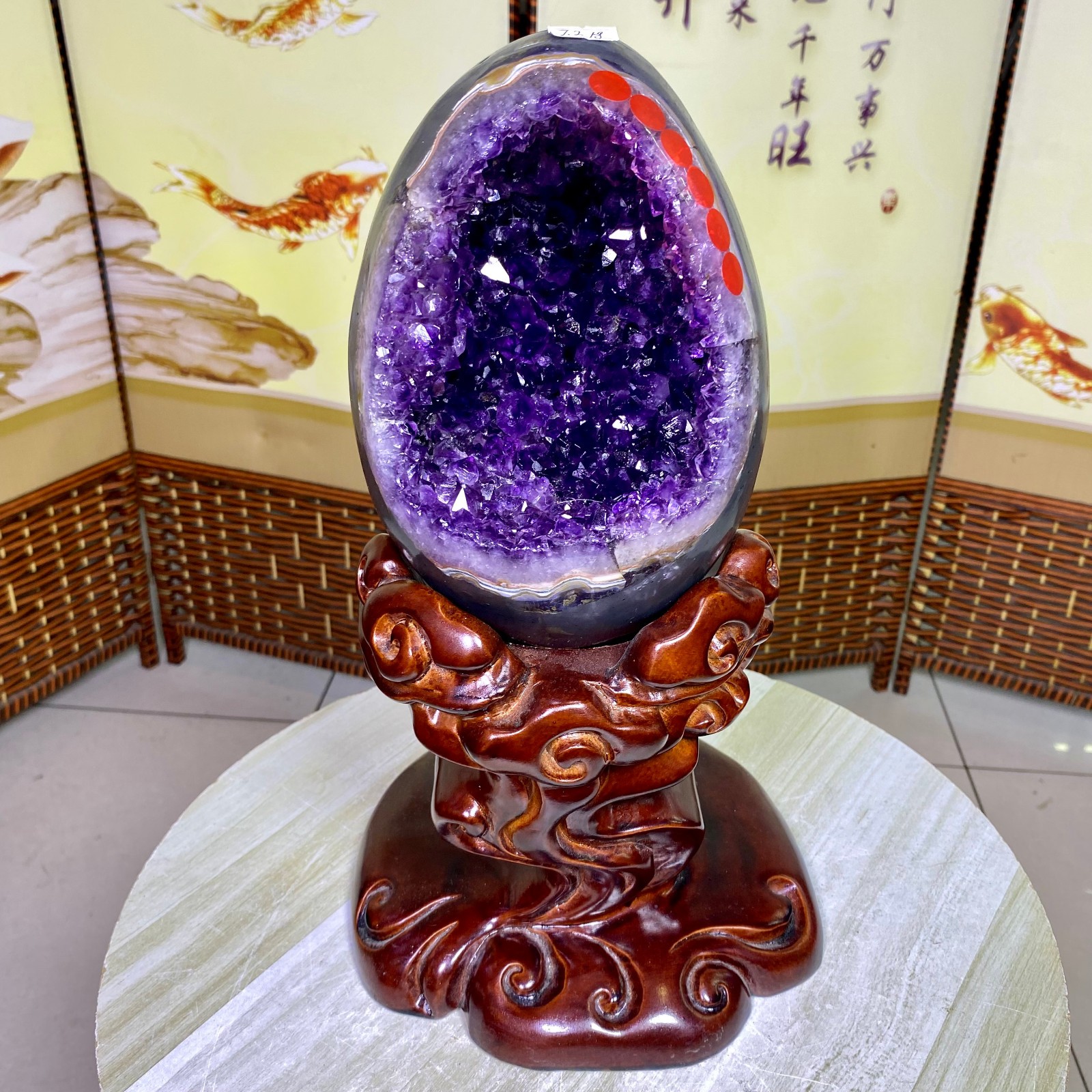 15.85LB High quality Natural Amethyst geode quartz crystal Dinosaur egg healing