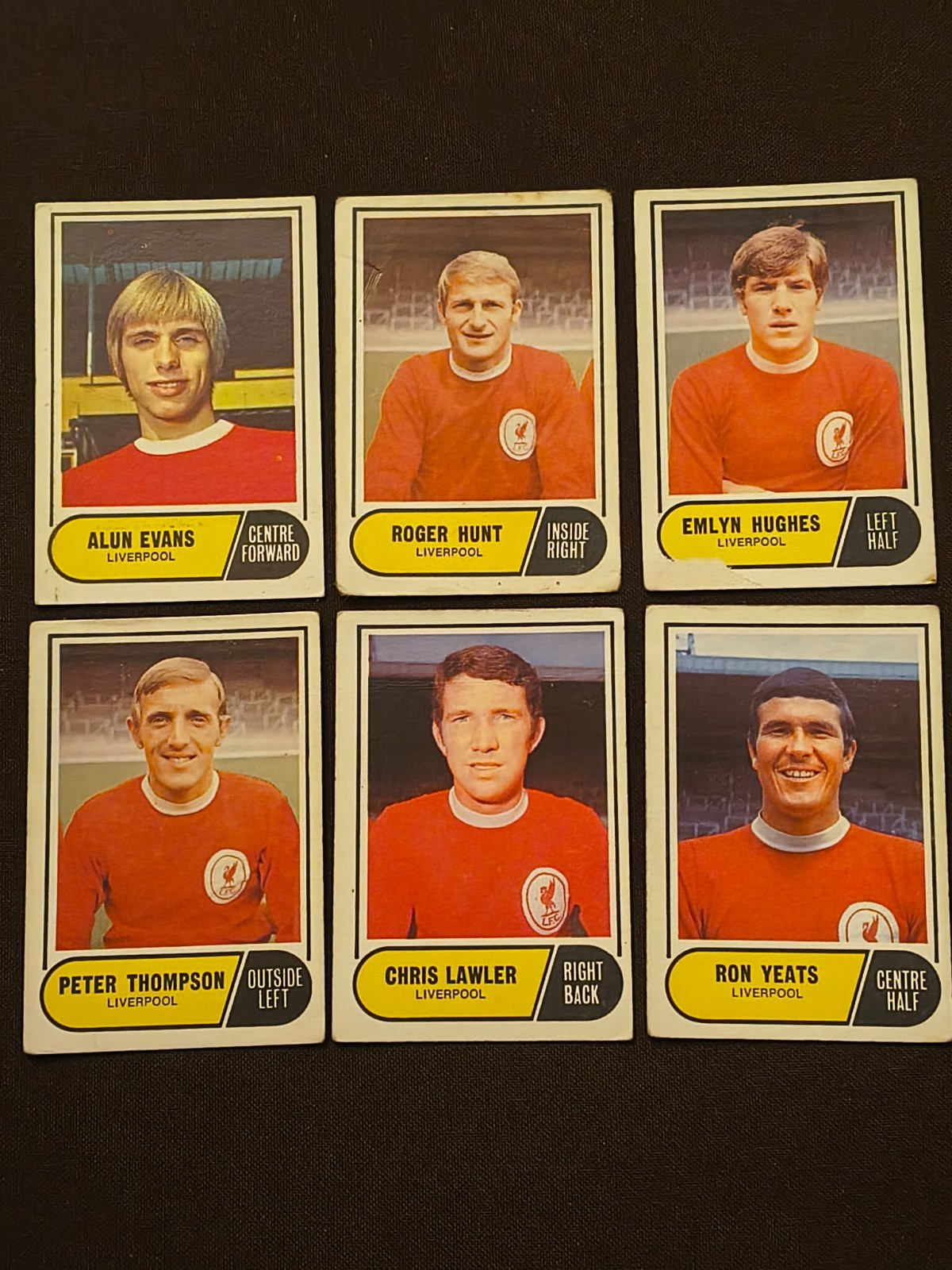 Vintage 1969/70 A&BC Football Cards Liverpool bundle x6 Roger Hunt Emlyn Hughes)