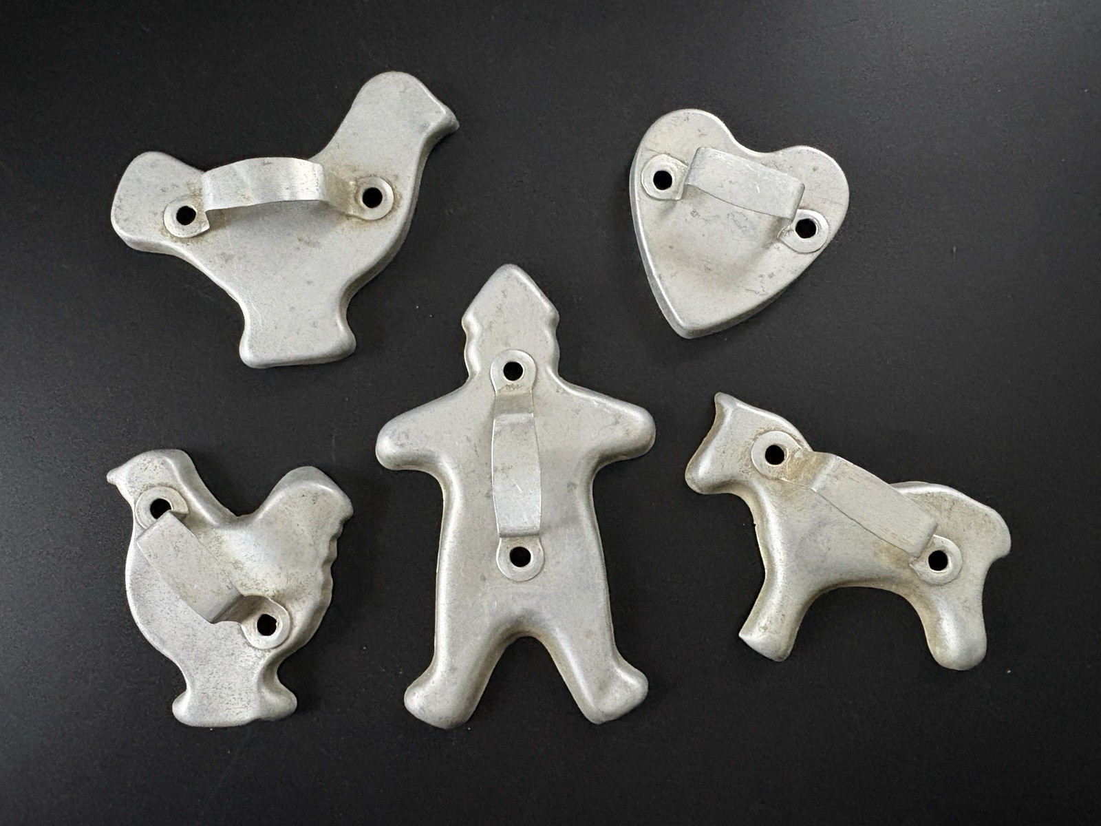 Vintage Aluminum Cookie Cutters Set of 5