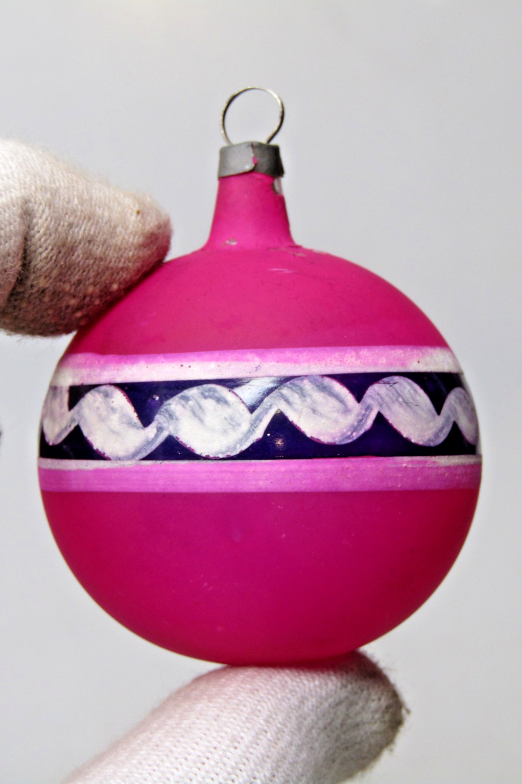 VTG WWII UNsilvered Opaque Glass Pictured BALL Christmas Ornament Germany PINK VTG WWII UNsilvered Opaque Glass Pictured BALL Christmas Ornament Germany PINK