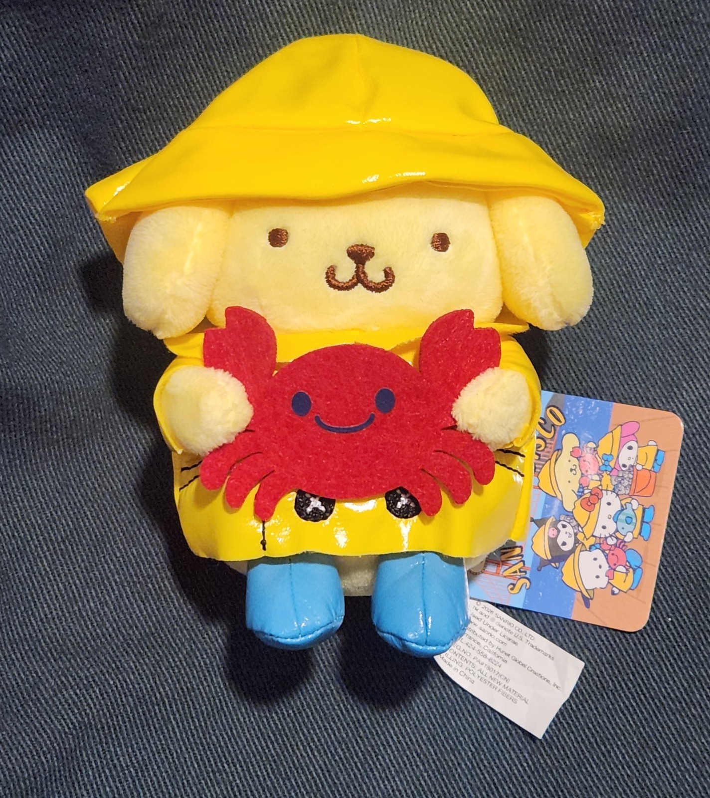 Sanrio Pompompurin Kinokuniya Fisherman Raincoat San Francisco Keychain Plush Sanrio Pompompurin Kinokuniya Fisherman Raincoat San Francisco Keychain Plush