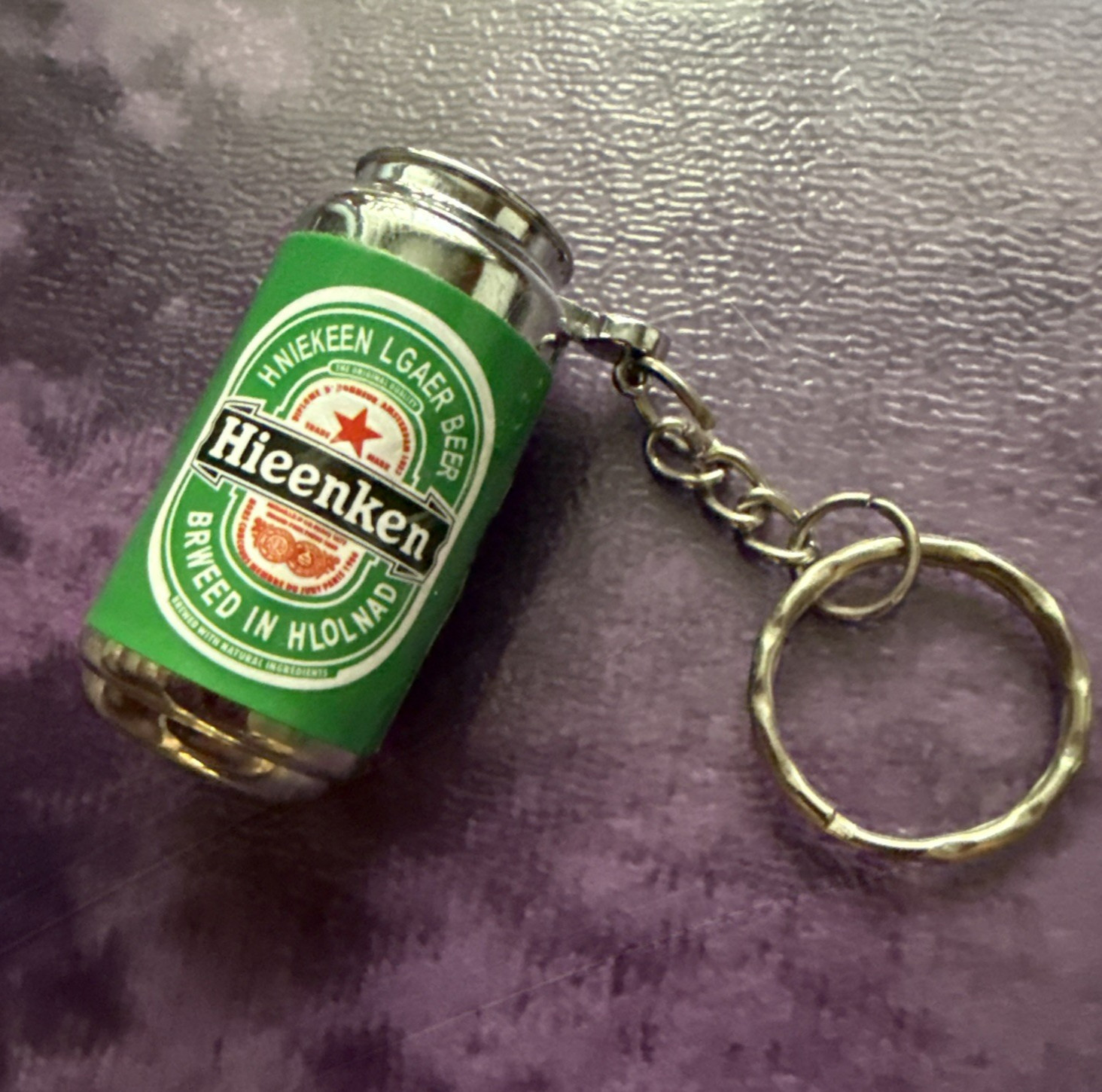 Vintage Rare Collectible Hieenken Beer Can Refillable Butane keychain Lighter