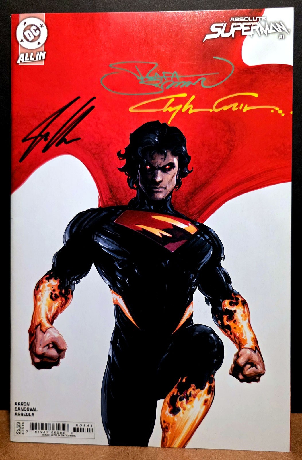 ABSOLUTE SUPERMAN #1 SIGNED BY 3; Sandoval, Crain, Aaron 1:50 Virgin Variant NM- ABSOLUTE SUPERMAN #1 SIGNED BY 3; Sandoval, Crain, Aaron 1:50 Virgin Variant NM-
