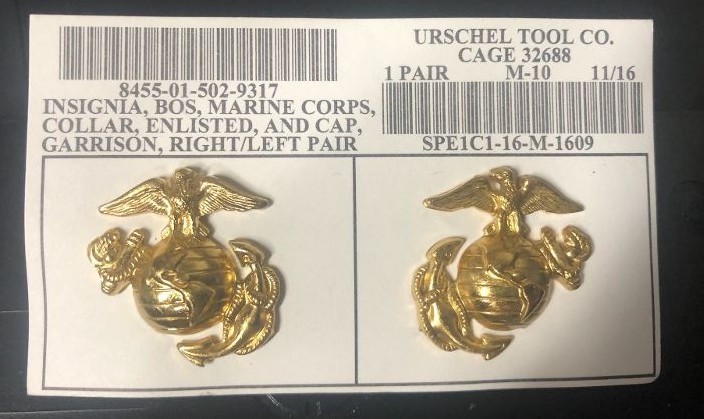 USMC Marine Corps Eagle Globe Anchor Dress 1" EGA collar badge screwback set s/b USMC Marine Corps Eagle Globe Anchor Dress 1" EGA collar badge screwback set s/b