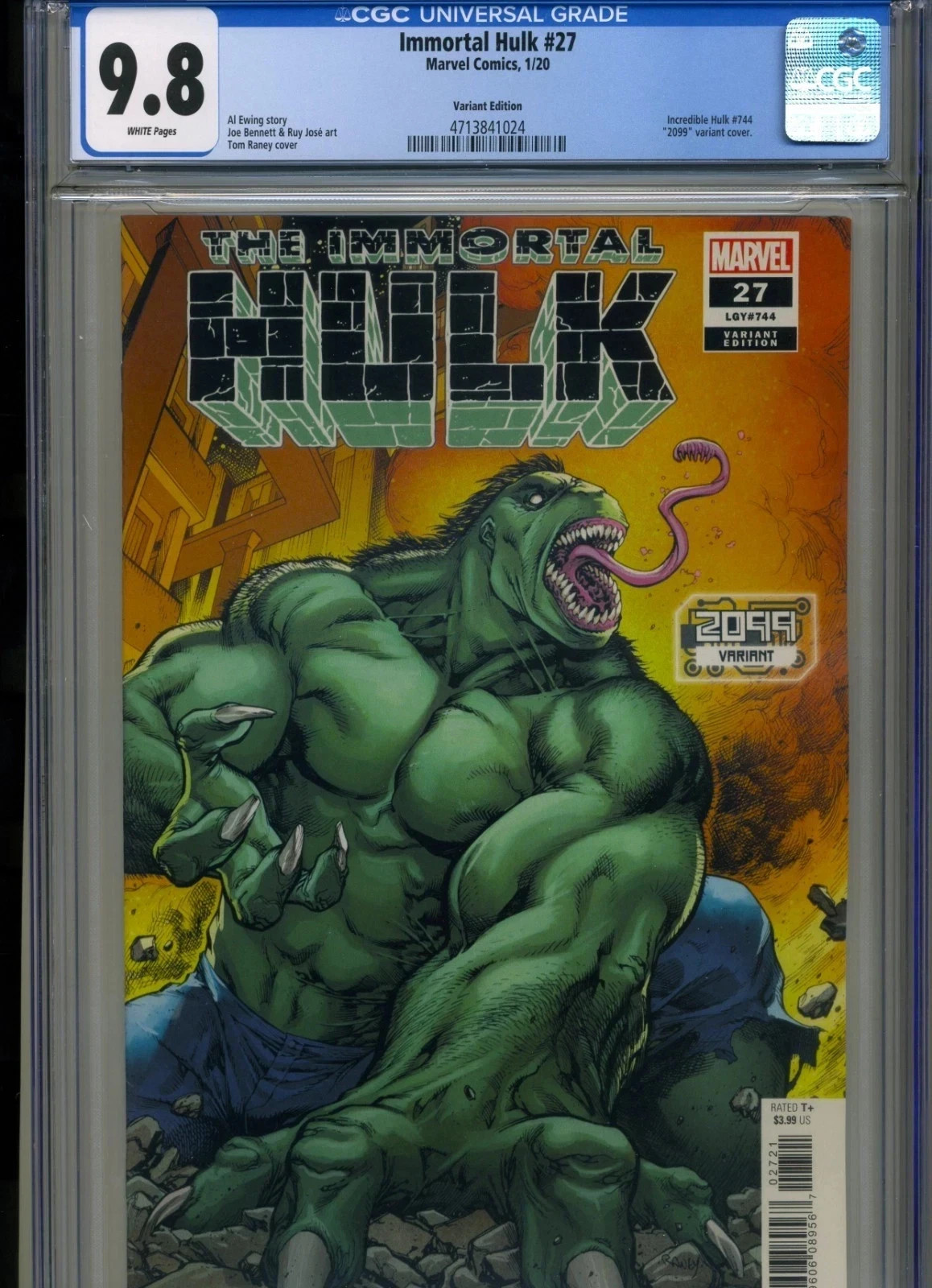 IMMORTAL HULK #27 VARIANT COVER CGC 9.8 WHITE PAGES HIGHEST GRADED