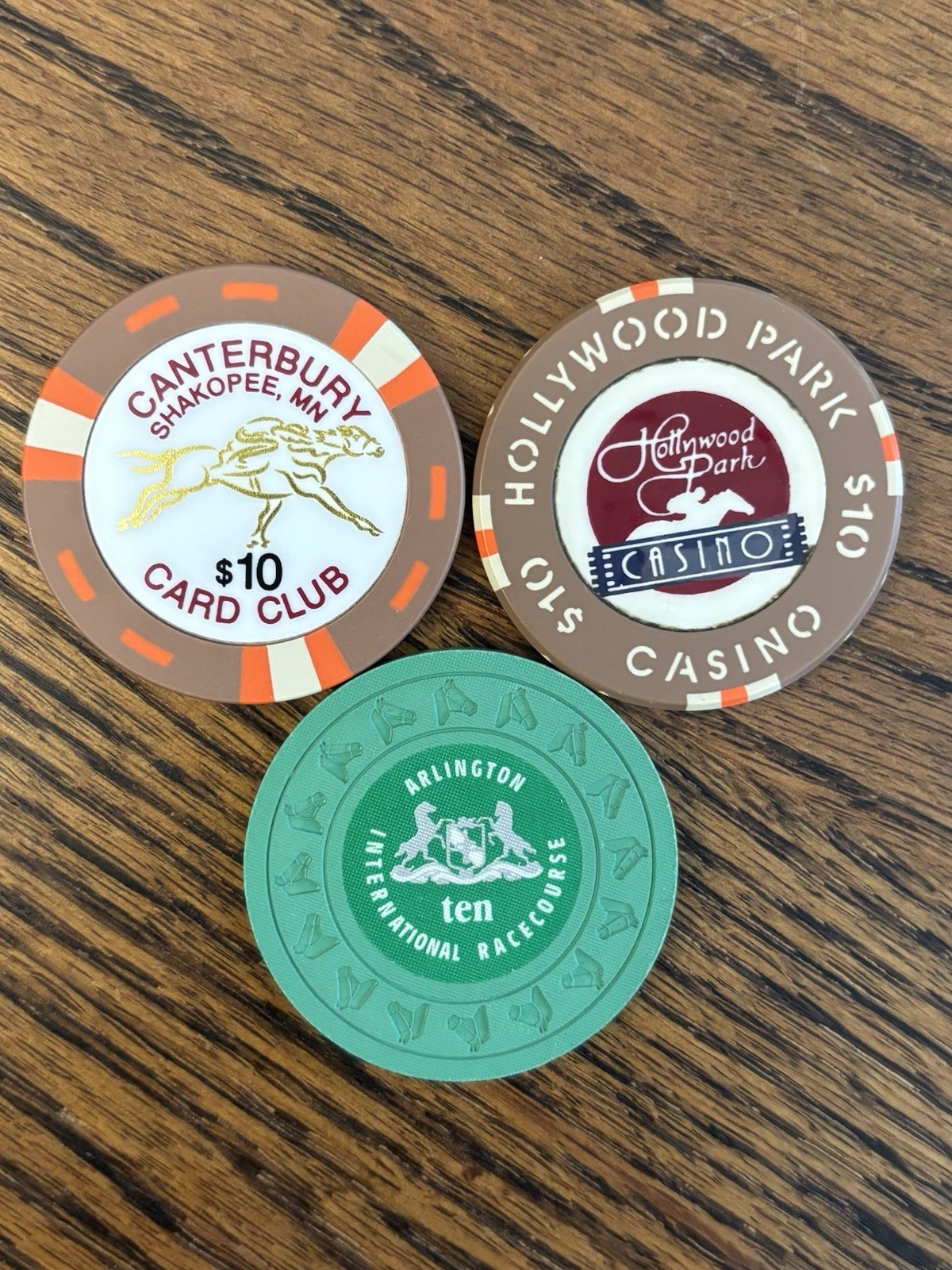 VERY RARE Lot $10 Horse Racing Casino Chips - California, Illinois & Minnesota VERY RARE Lot $10 Horse Racing Casino Chips - California, Illinois & Minnesota