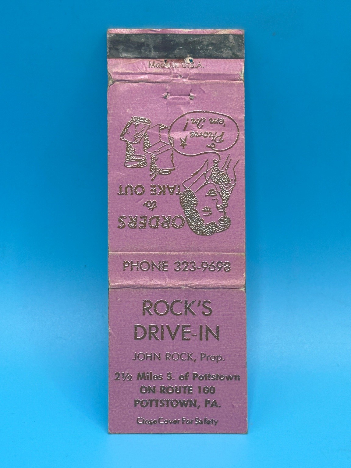 Vintage Rock's Drive-In Pottstown PA Matchbook Diner Take Out Vintage Rock's Drive-In Pottstown PA Matchbook Diner Take Out