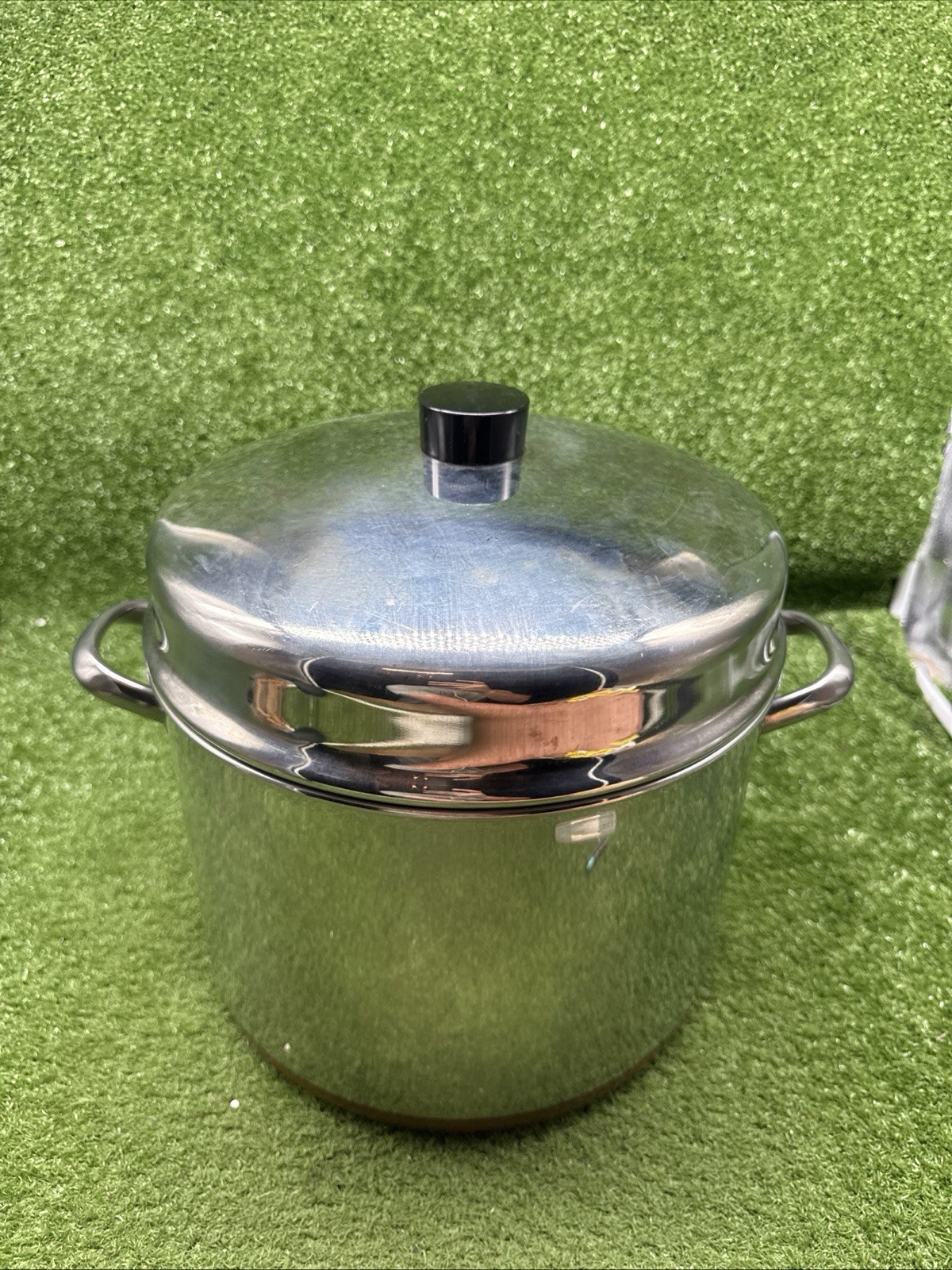 Vintage Revere Ware 16 Qt Stock Pot and Lid Stainless Steel Copper Bottom S2 Vintage Revere Ware 16 Qt Stock Pot and Lid Stainless Steel Copper Bottom S2