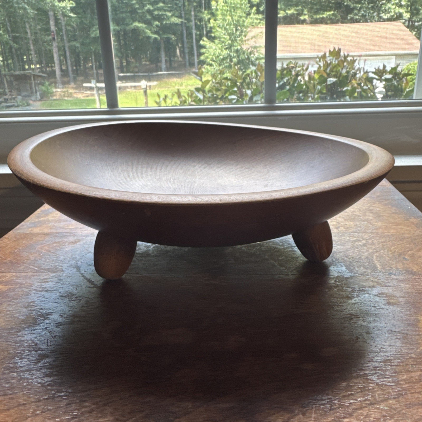 Vintage Woodcroftery Handmade Footed Wooden Bowl 9.25 inch Oval Slant Vintage Woodcroftery Handmade Footed Wooden Bowl 9.25 inch Oval Slant