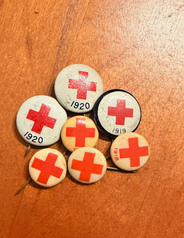 RARE LOT OF SEVEN Vintage Red Cross WWI Era Pins
