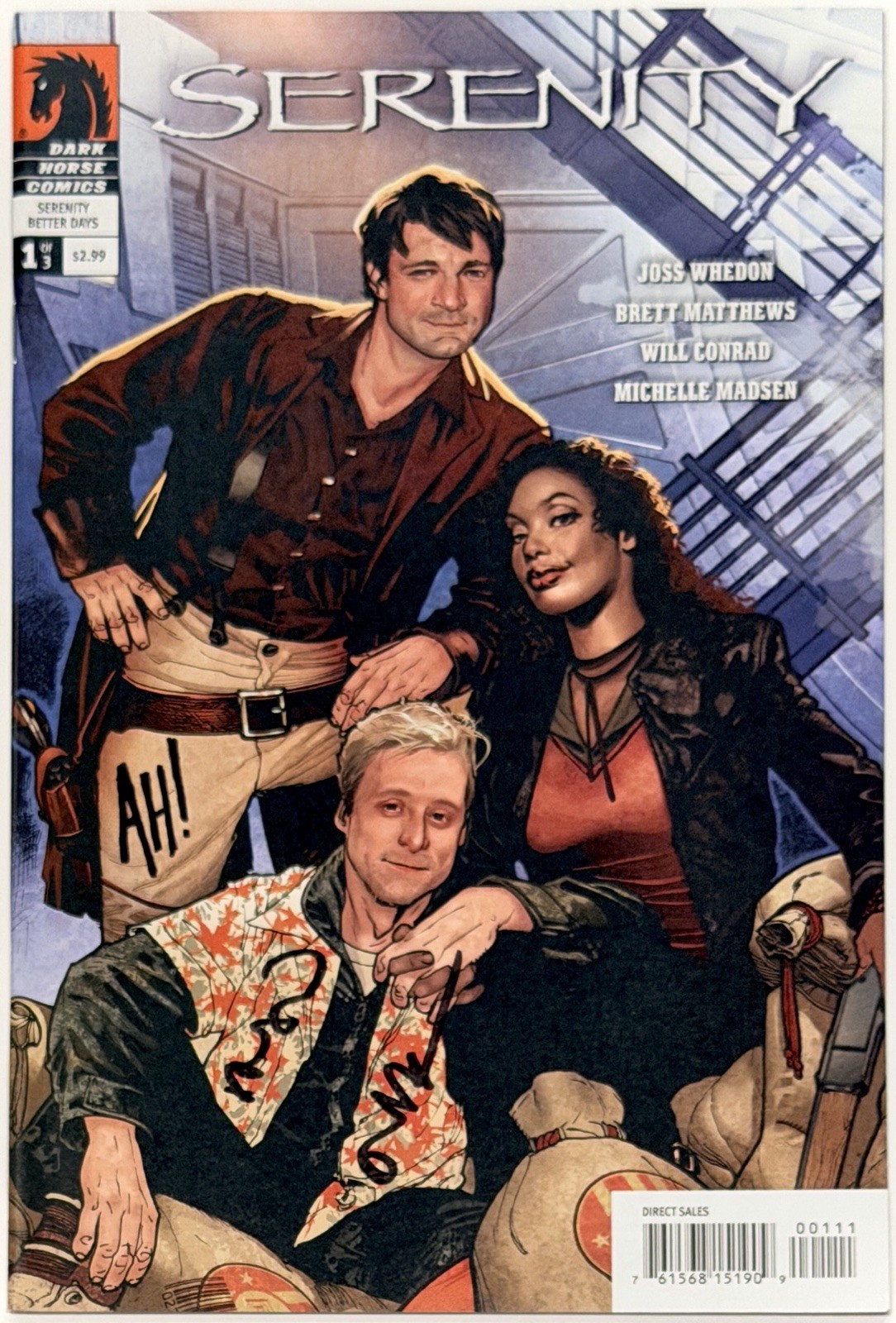 Serenity #1 (2008) - Signed 2x by Adam Hughes + Actor Alan Tudyk (Wash) with COA Serenity #1 (2008) - Signed 2x by Adam Hughes + Actor Alan Tudyk (Wash) with COA