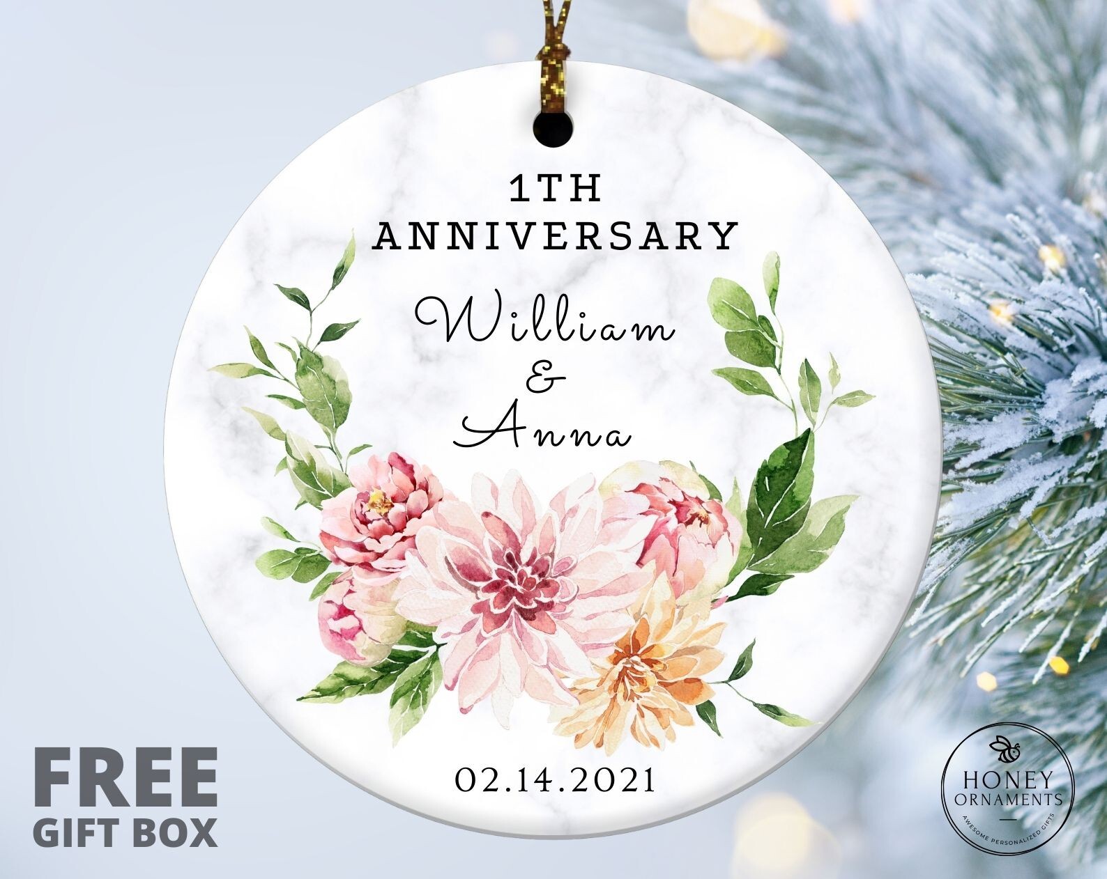 Personalized Marriage Ornament for the years married - 5th 10th 25th 40th 50th Personalized Marriage Ornament for the years married - 5th 10th 25th 40th 50th
