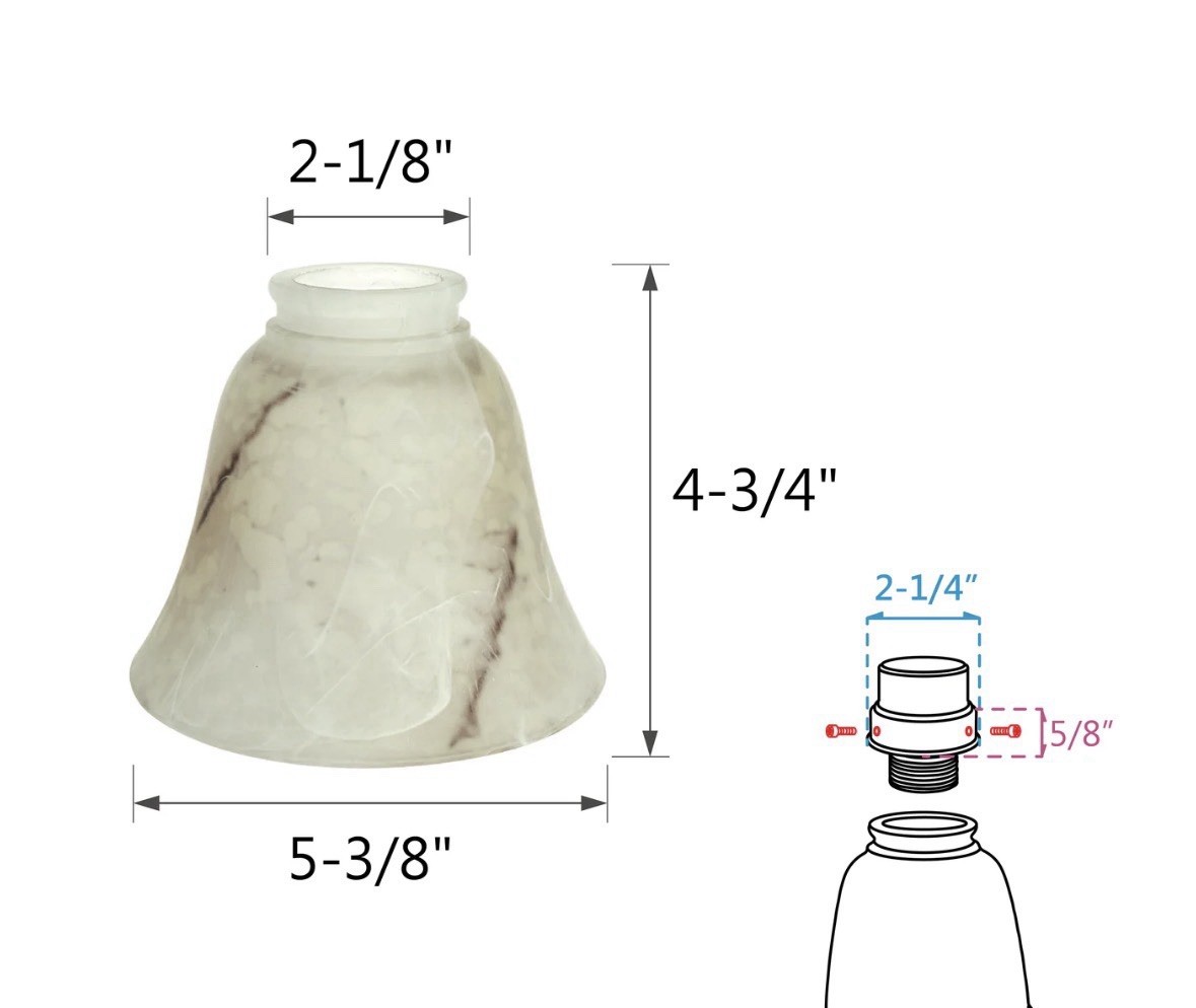 Ve 231084 Transitional Style Replacement Alabaster Glass Shade With Hand Painted