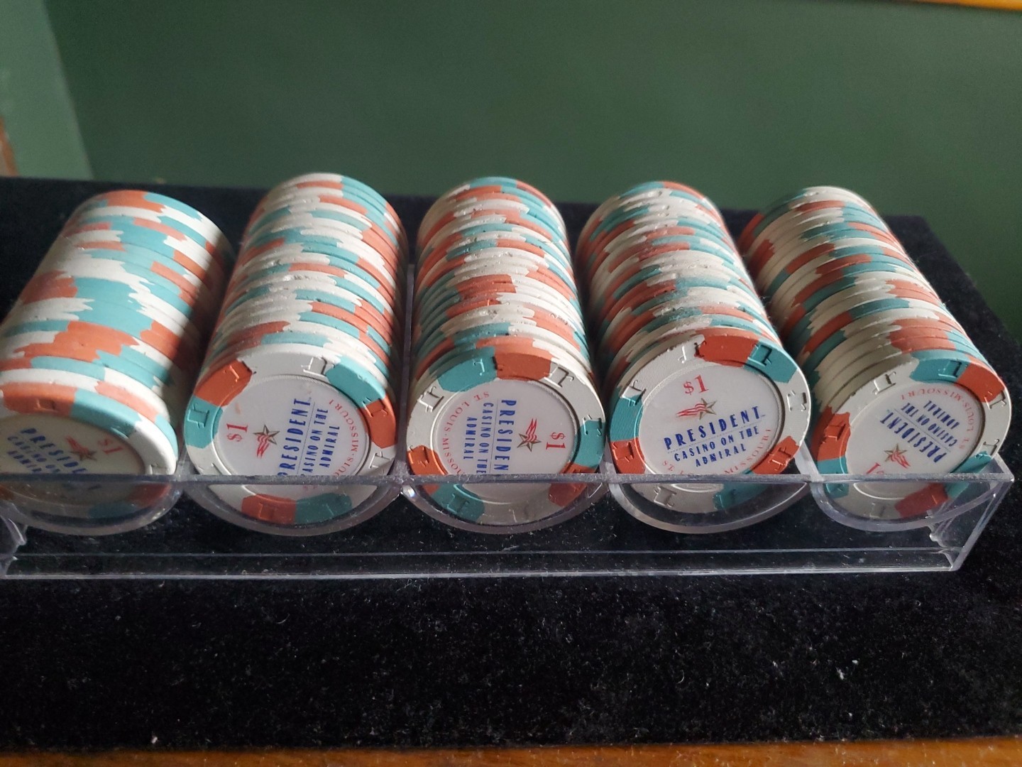 100 Paulson President Casino on the Admiral $1 Casino Chips St. Louis, Missouri 100 Paulson President Casino on the Admiral $1 Casino Chips St. Louis, Missouri