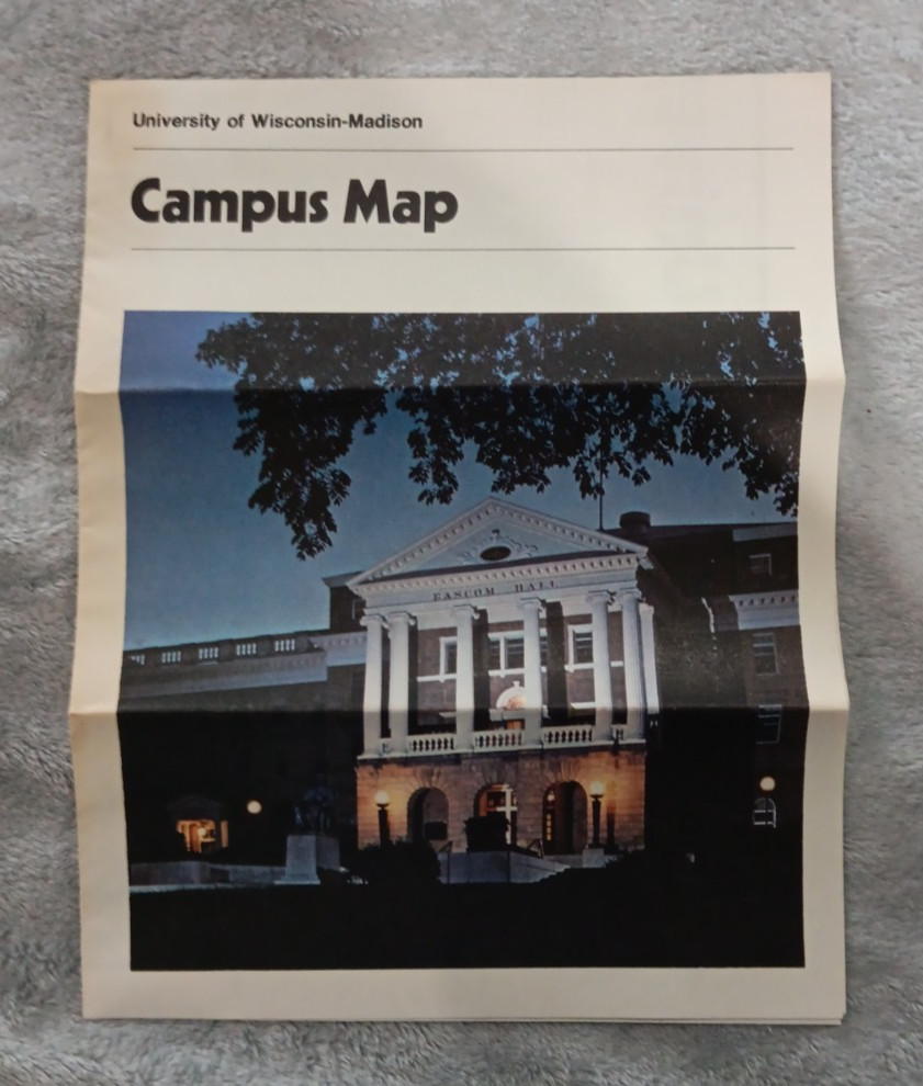 Vintage University Of Wisconsin Madison Campus Map early 1980s.