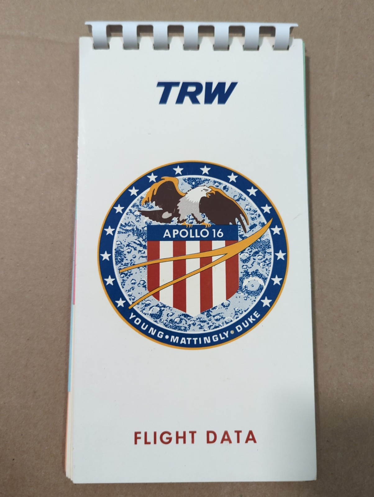 1972 TRW APOLLO 16  PRESS FLIGHT NOTE PAD - YOUNG - MATTINGLY - DUKE