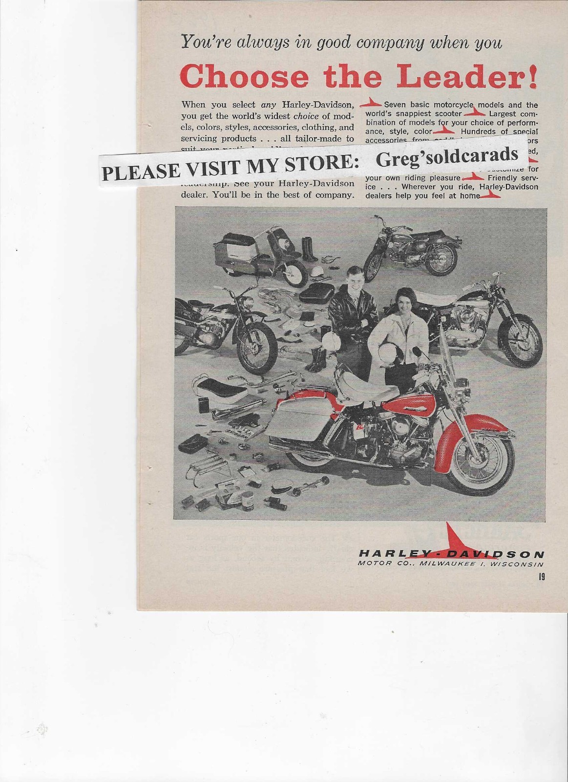 Original 1963 Harley Davidson   Vintage Motorcycle Print Ad