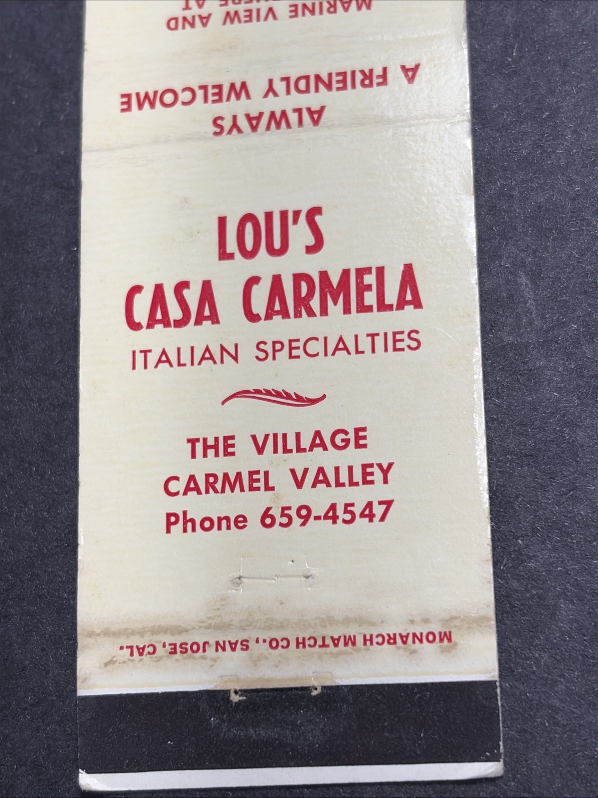 Matchbook Cover Monterey California Lou’s Fish Grotto Fisherman Wharf Restaurant Matchbook Cover Monterey California Lou’s Fish Grotto Fisherman Wharf Restaurant