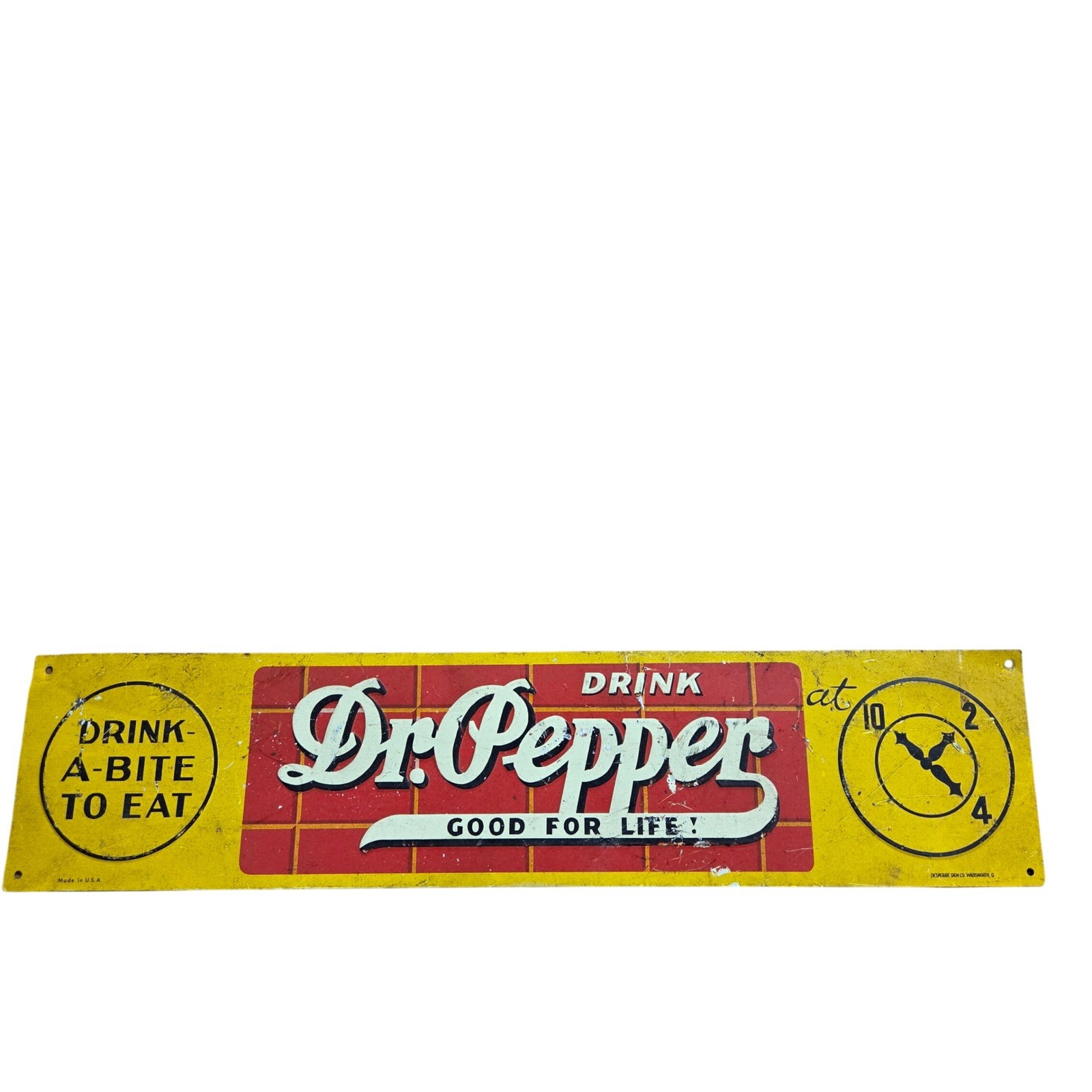 Vintage Dr Pepper 10-2-4 Metal Sign Drink A Bite To Eat 4x17.5 USA Advert Retro Vintage Dr Pepper 10-2-4 Metal Sign Drink A Bite To Eat 4x17.5 USA Advert Retro
