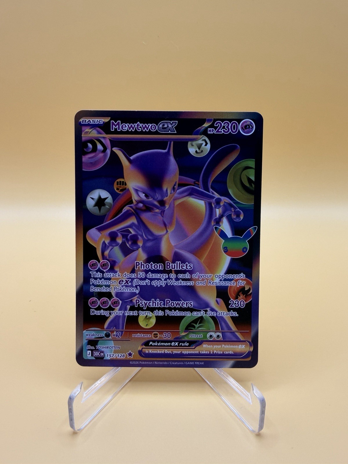 Pokemon Mewtwo ex 157/128 English 2026 30th Anniversary Futuristic Rareš„ Pokemon Mewtwo ex 157/128 English 2026 30th Anniversary Futuristic Rareš„
