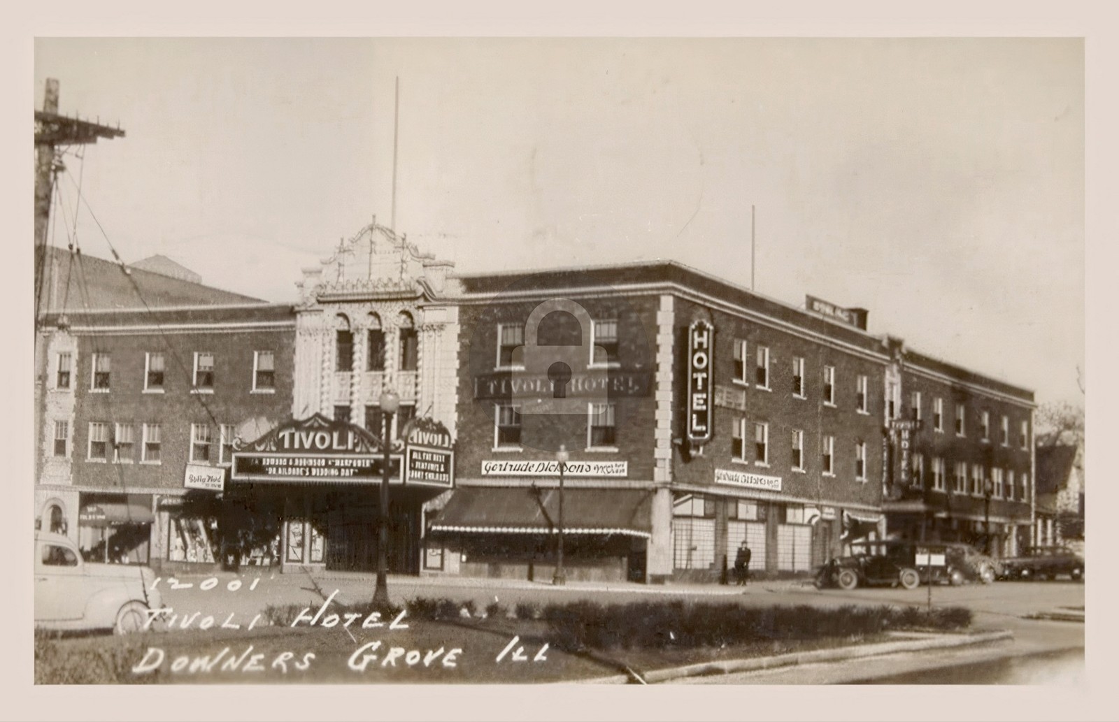 c1941 Tivoli Theater & Hotel Downers Grove IL Town View RPPC Postcard COPY c1941 Tivoli Theater & Hotel Downers Grove IL Town View RPPC Postcard COPY