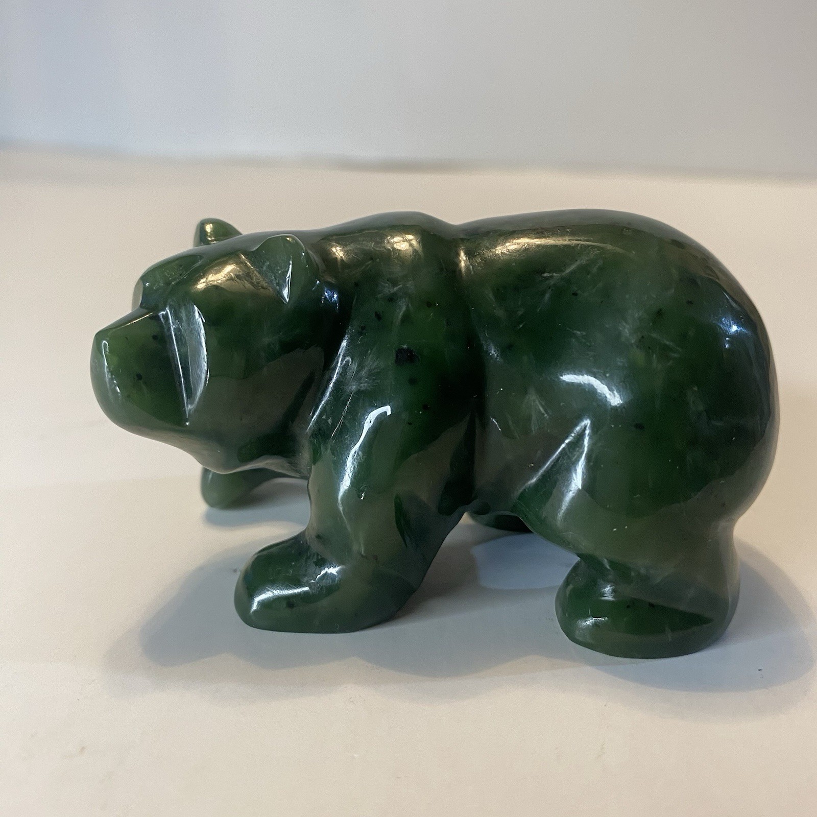 Canadian Nephrite Jade Walking Bear Figurine 3"