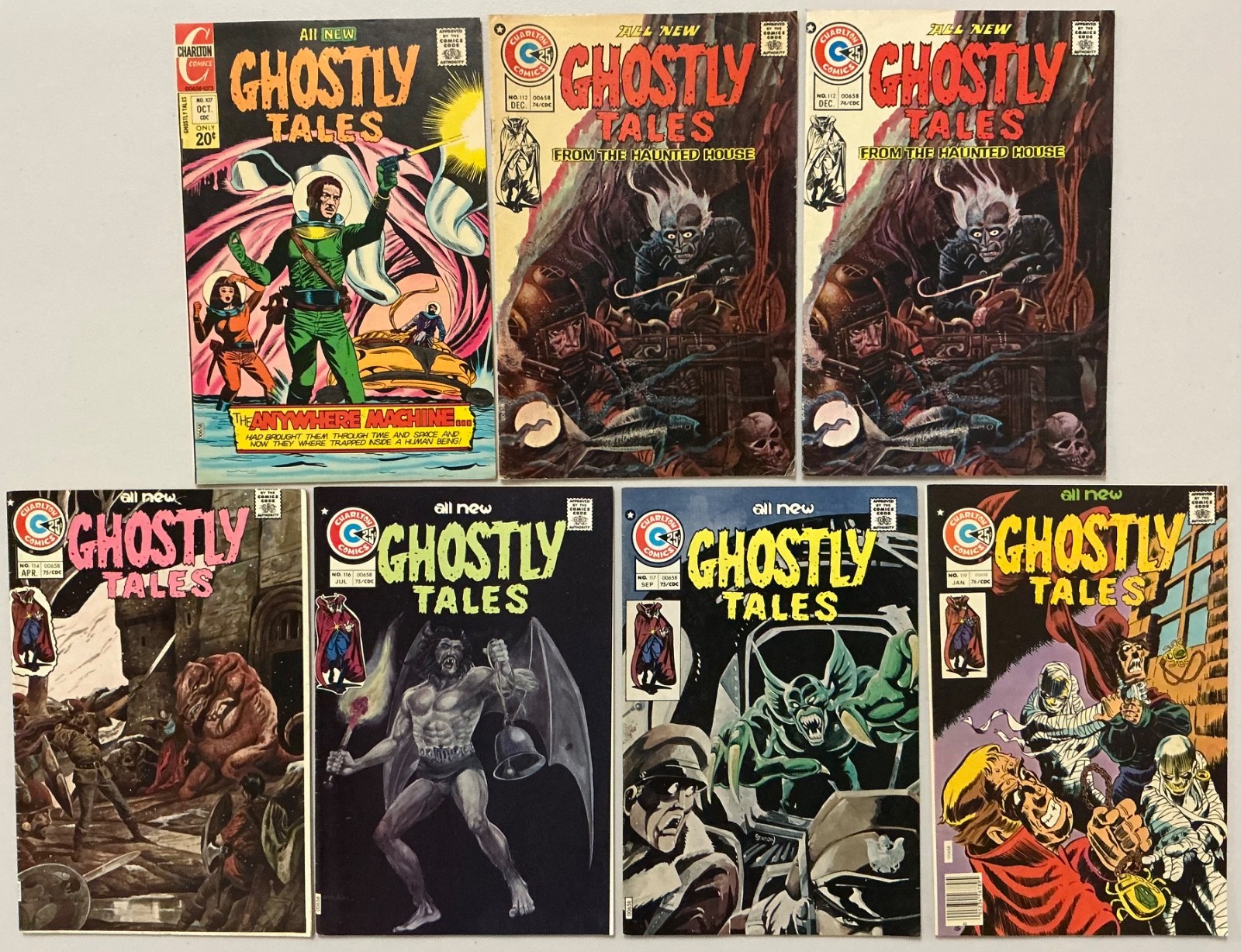 GHOSTLY TALES Lot of 7 107, 112, 112, 114, 116, 117, 119 1973 Charlton (1345) GHOSTLY TALES Lot of 7 107, 112, 112, 114, 116, 117, 119 1973 Charlton (1345)